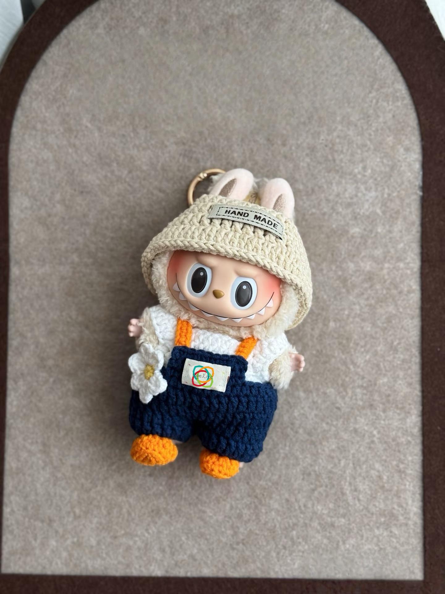 Spring Picnic 2.0 Labubu Outfit Crochet Pattern · PDF Doll Clothes · Cute Overalls & Hat · Kawaii Amigurumi Costume for Labubu Fans