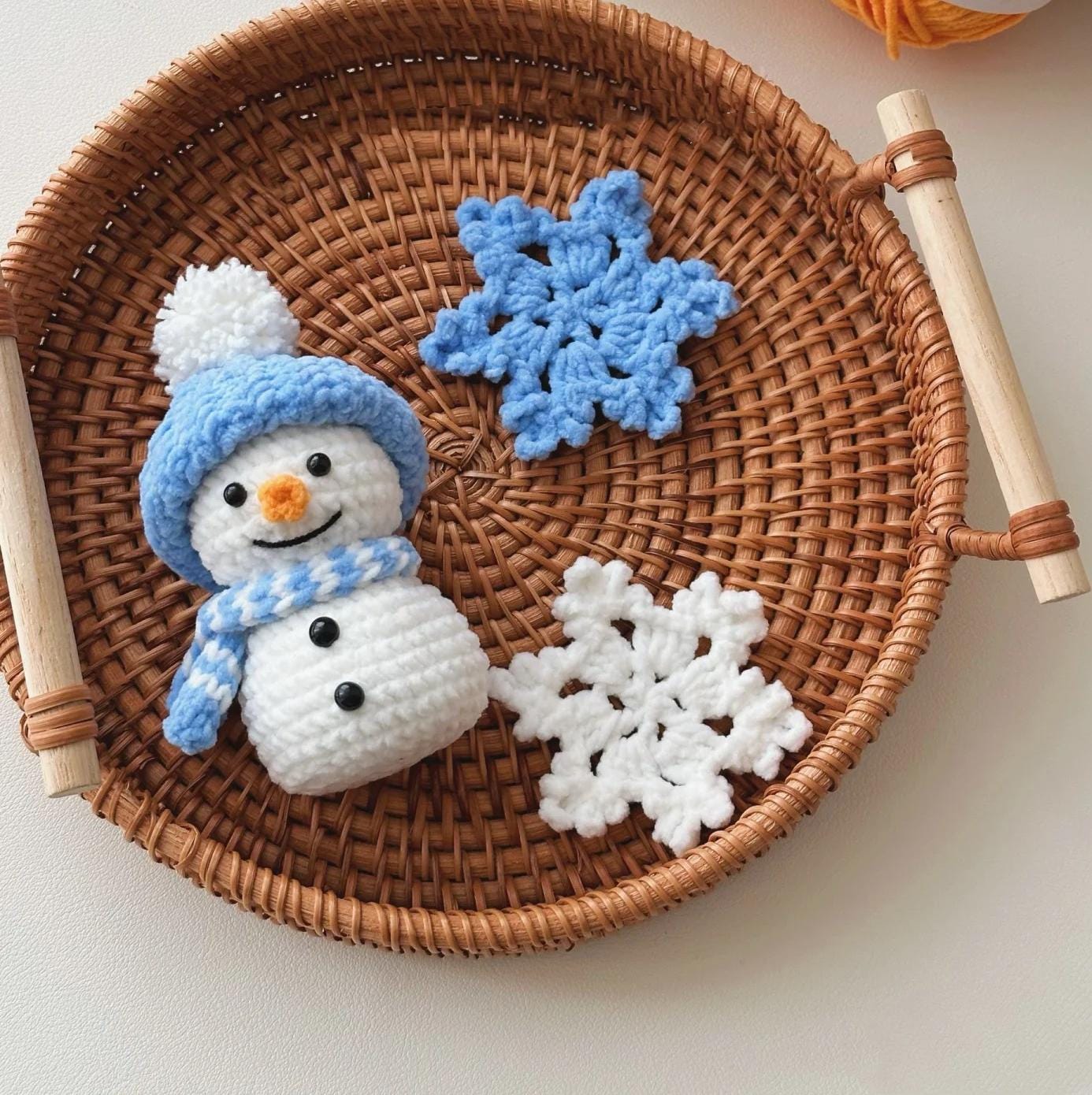 PDF Frankie the Snowman & Snowflakes Christmas Crochet Pattern, handmade for Christmas gifts,