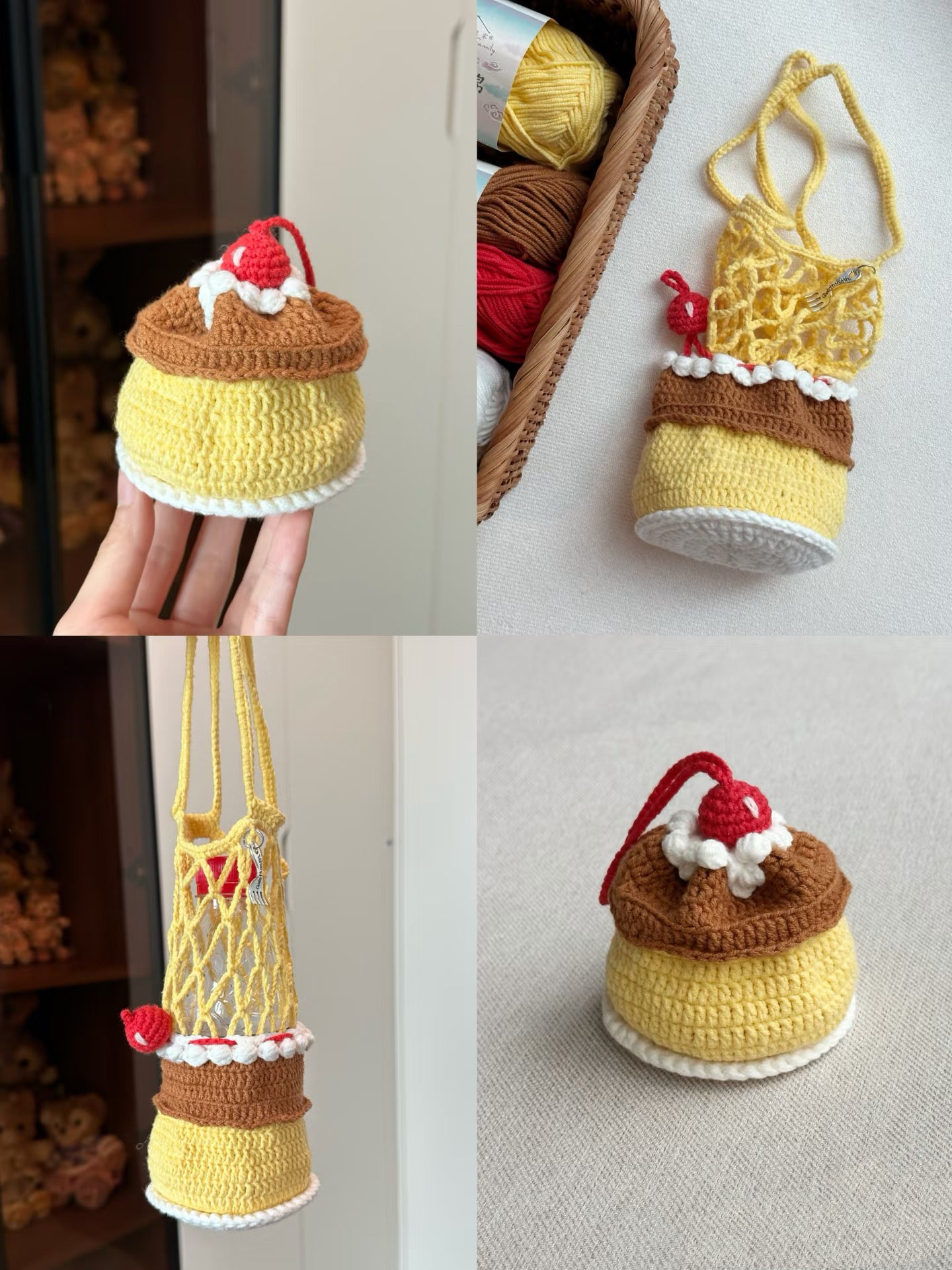 13-in-1 Crochet Water Bottle Holder Pattern Bundle, Cup Sleeve and Bag Charm Set, PDF + Video Tutorial, Kawaii Bottle Accessories