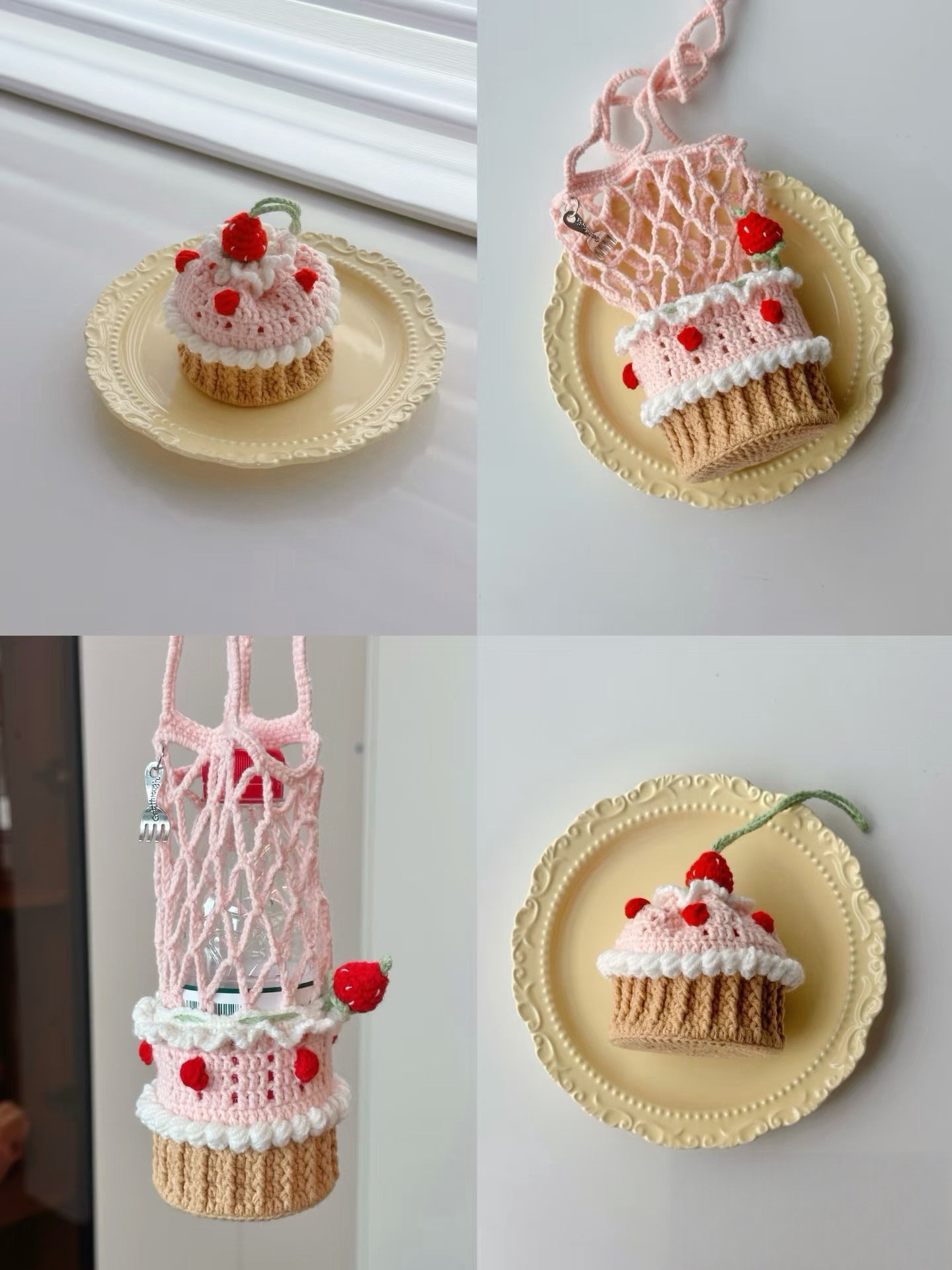 13-in-1 Crochet Water Bottle Holder Pattern Bundle, Cup Sleeve and Bag Charm Set, PDF + Video Tutorial, Kawaii Bottle Accessories