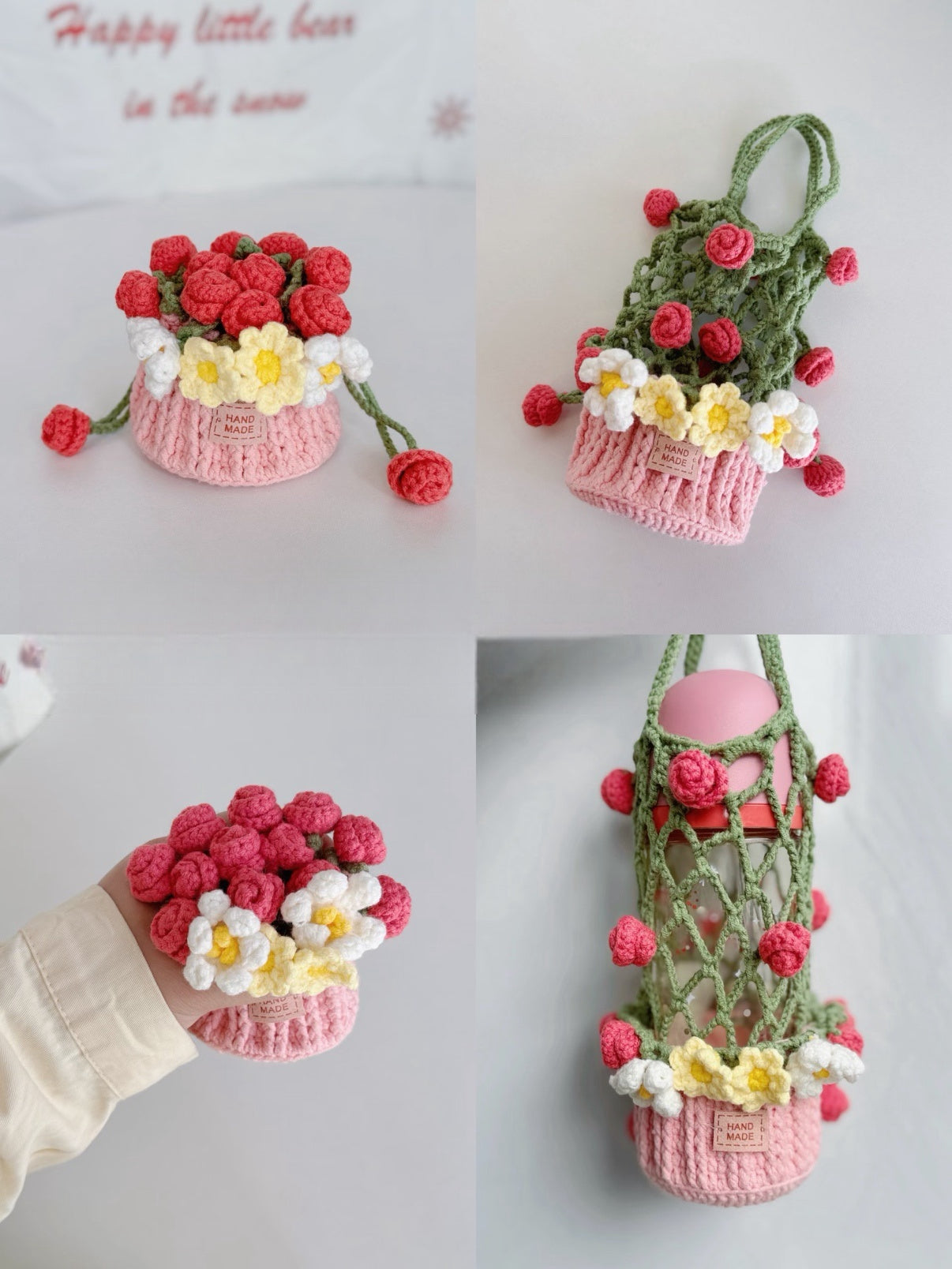 13-in-1 Crochet Water Bottle Holder Pattern Bundle, Cup Sleeve and Bag Charm Set, PDF + Video Tutorial, Kawaii Bottle Accessories