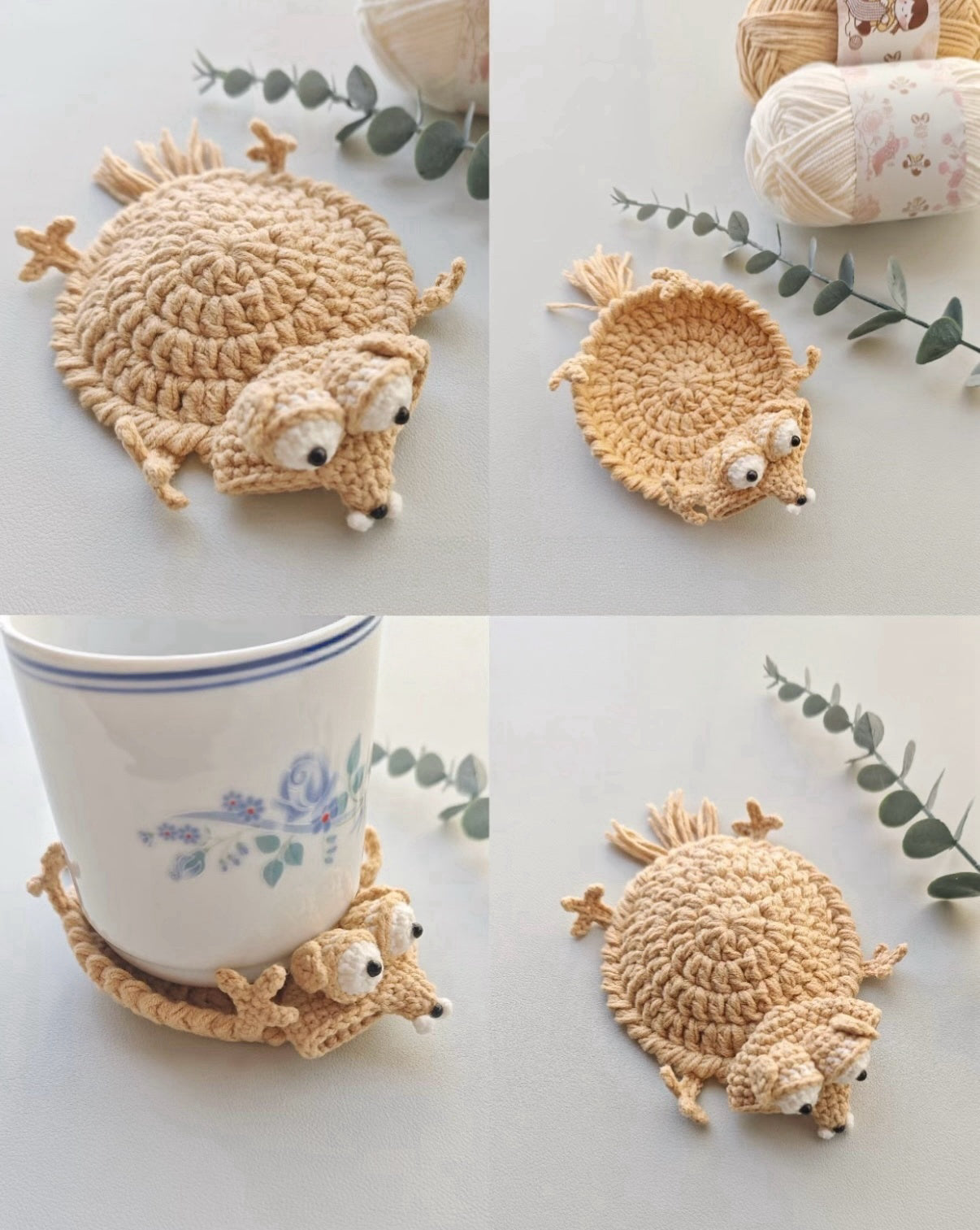 Funny Squirrel &Acorn Coaster Crochet  Pattern, Beginner Amigurumi Mug Rug (PDF Pattern w/Video)