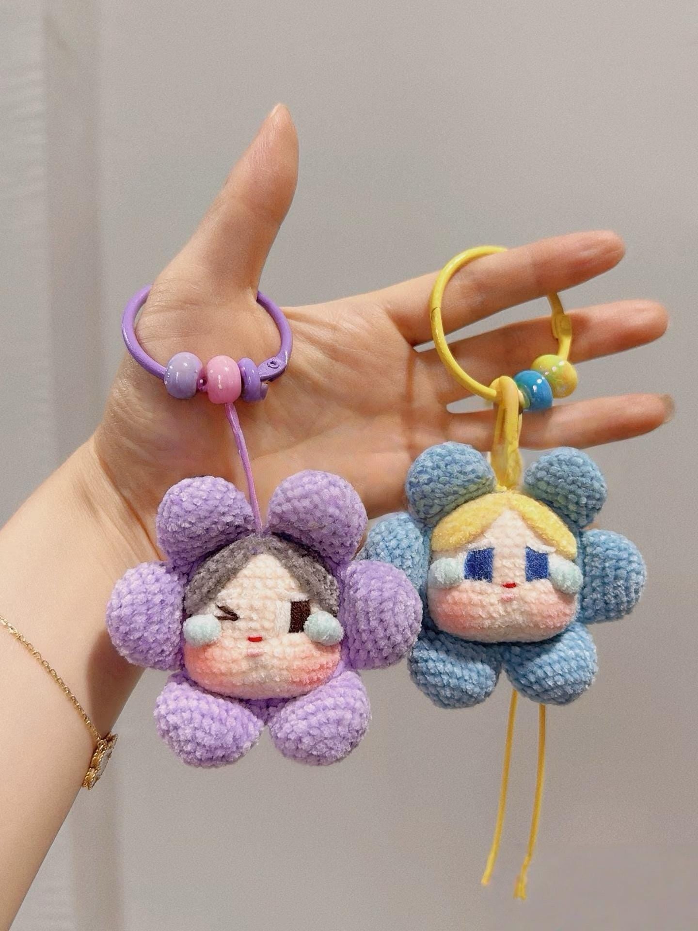 Crybaby Keychain Flower Girl Crochet Pattern – Cute Amigurumi Keychain PDF, Emotional Plushie Bag Charm, Kawaii Handmade Gift Idea
