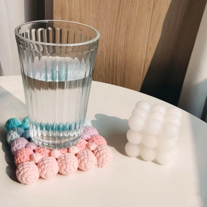 CROCHET PATTERN - Pastel Gradient Puff Ball Coaster Crochet Pattern, Flower Crochet, Handmade gift coasters,