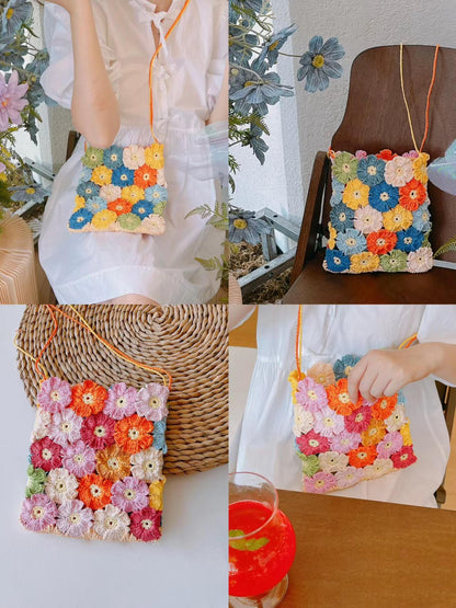 CROCHET PATTERN ⨯ Monet's Garden Flower Tote Bag, Flower Purse Crochet Pattern – Colorful Granny Square Bag – Summer Crossbody DIY Pattern