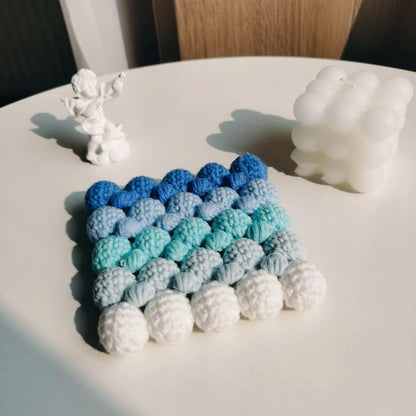 CROCHET PATTERN - Pastel Gradient Puff Ball Coaster Crochet Pattern, Flower Crochet, Handmade gift coasters,