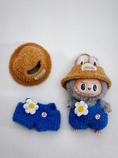Spring Picnic Labubu Outfit Crochet Pattern · PDF Doll Clothes · Cute Overalls & Hat · Kawaii Amigurumi Costume for Labubu Fans