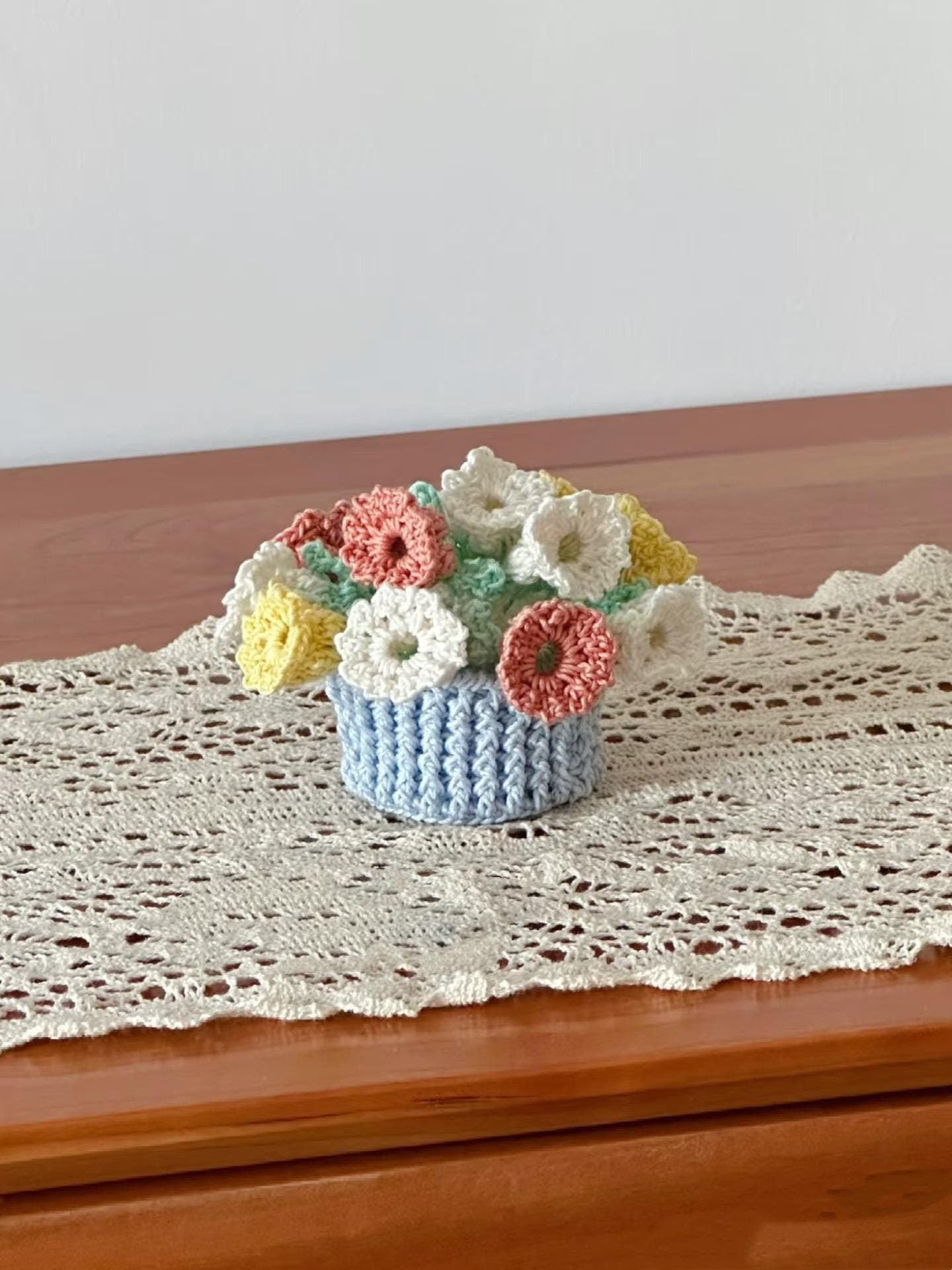 CROCHET PATTERN - Lily of the Valley Coaster Crochet Pattern, Flower Bouquet Plant Coasters ，Instant Digital Download PDF Crochet Pattern