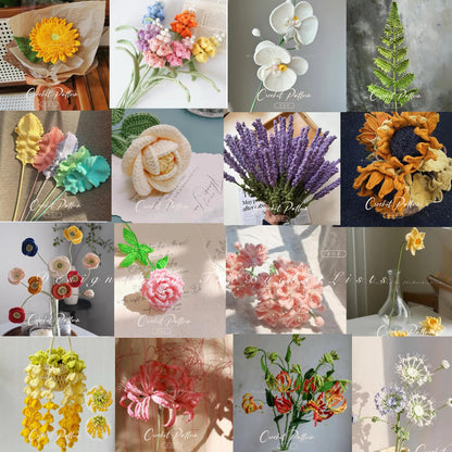 43 in 1 Crochet Flower Pattern Bundle, Tulip, Rose, Flowers and More, Gift for Mom, Wedding Crochet, Amigurumi 43+ Crochet Flower Patterns