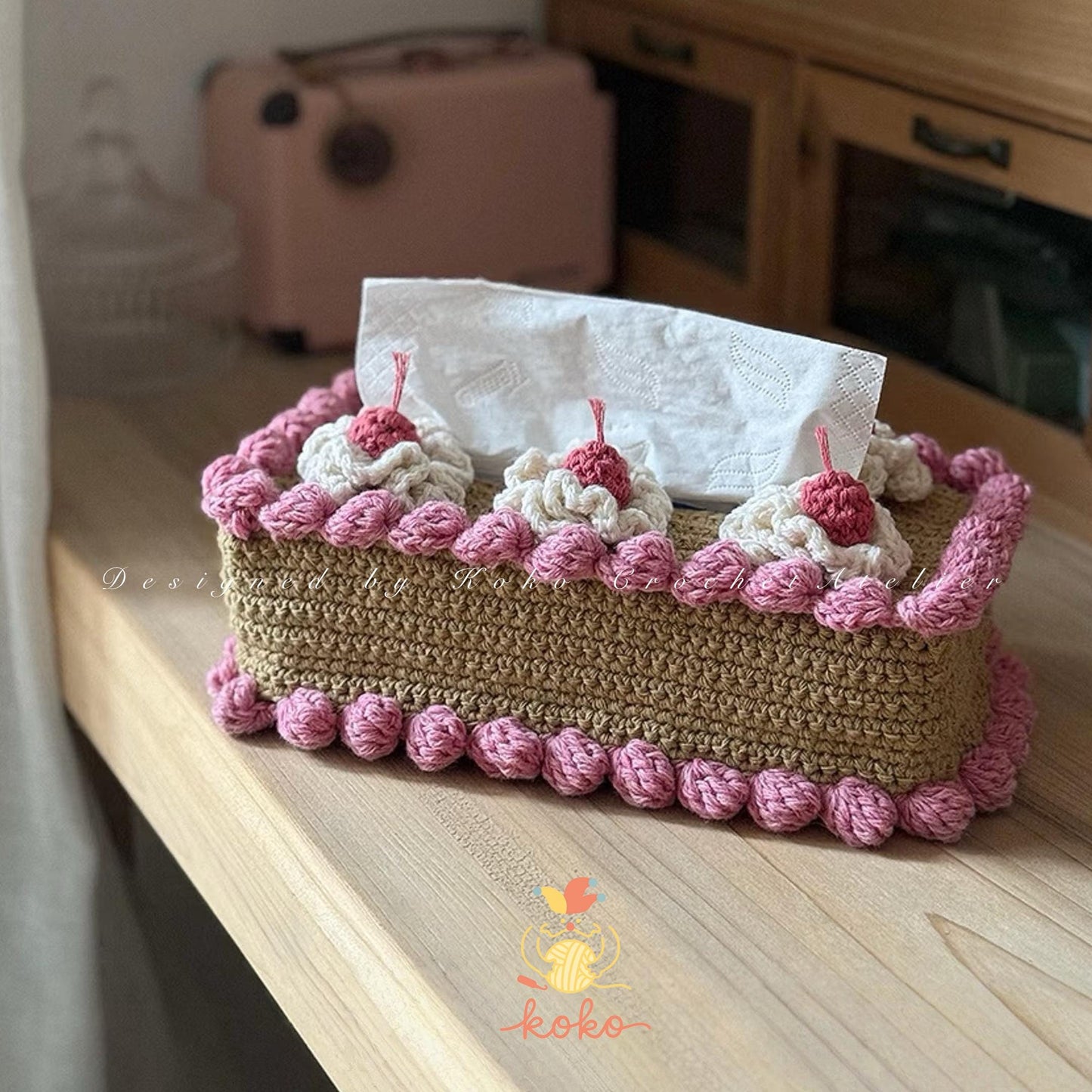 Crochet Pattern Amigurumi Strawberry Cake Tissue Box Cover