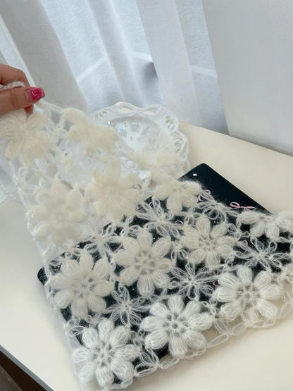 Puff Flower Crochet Bandana Pattern – Floral Triangle Head Scarf PDF