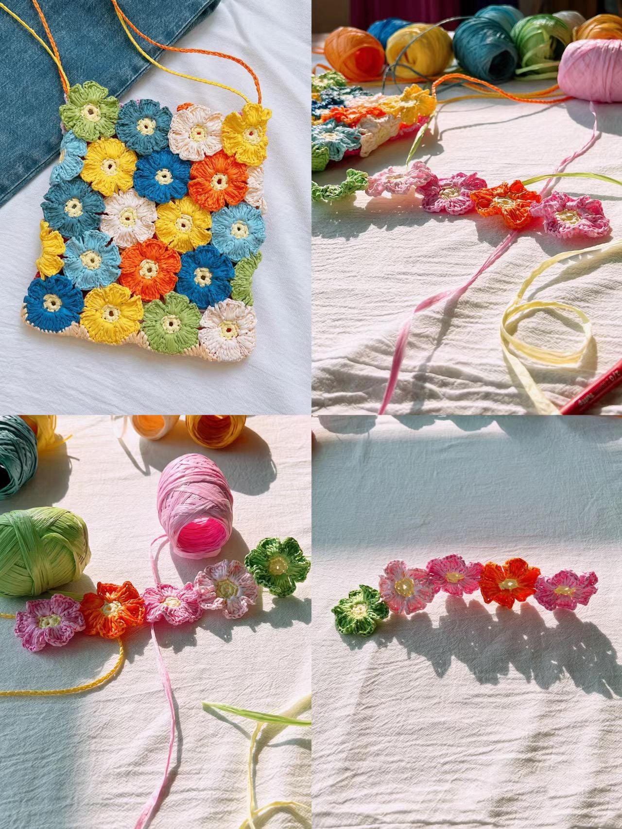 CROCHET PATTERN ⨯ Monet's Garden Flower Tote Bag, Flower Purse Crochet Pattern – Colorful Granny Square Bag – Summer Crossbody DIY Pattern