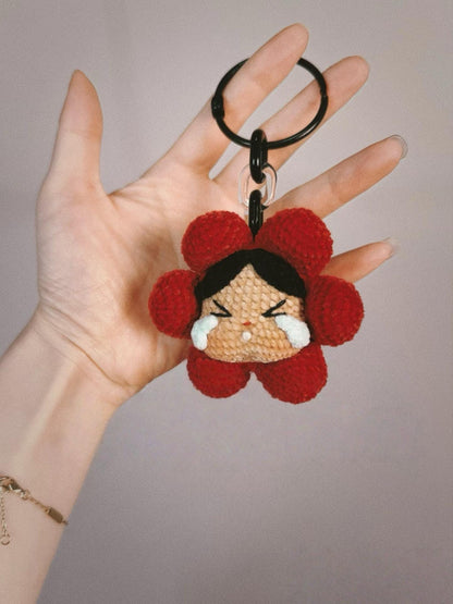 Crybaby Keychain Flower Girl Crochet Pattern – Cute Amigurumi Keychain PDF, Emotional Plushie Bag Charm, Kawaii Handmade Gift Idea