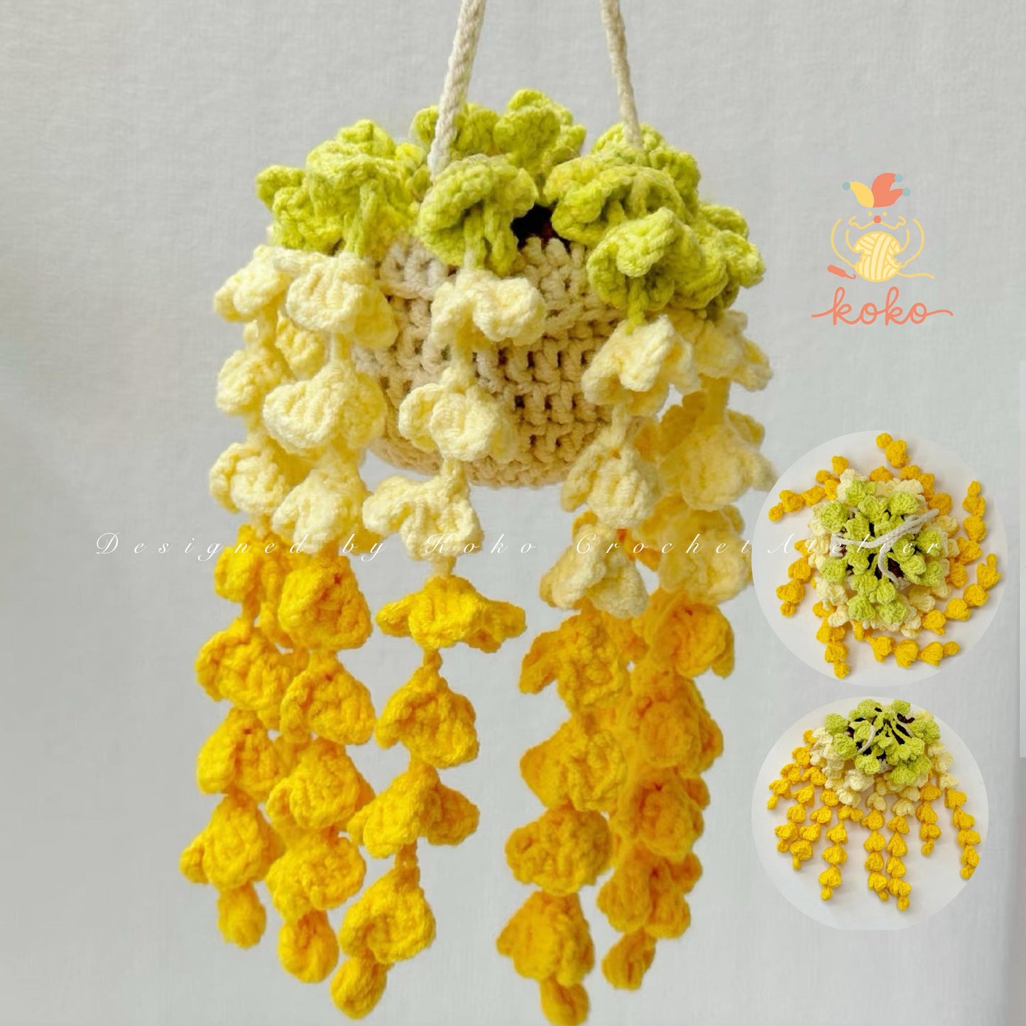 Wisteria Hanging Plant Crochet Pattern – Hanging Flower Basket PDF