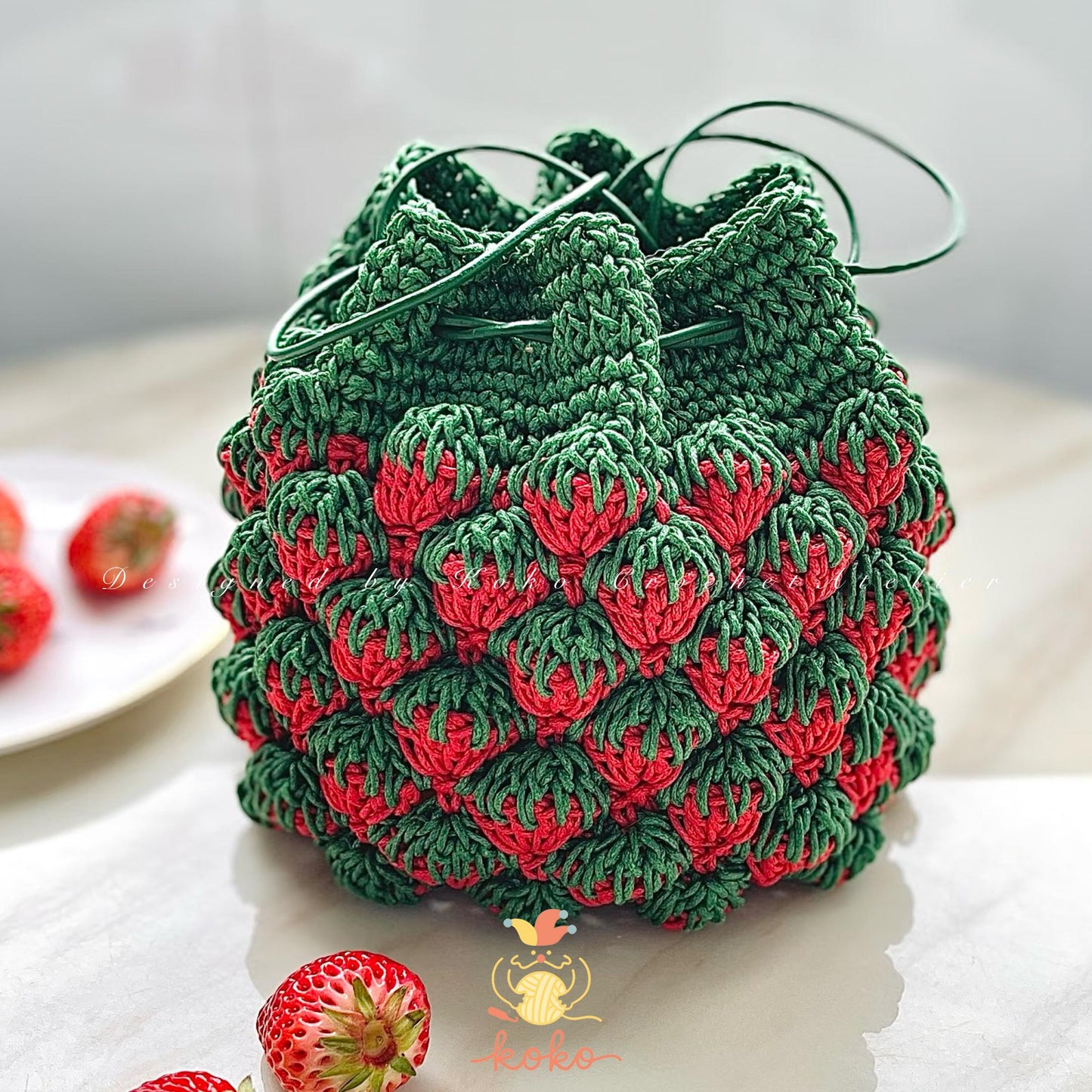 Strawberry Pouch Crochet Pattern – Summer Fruit Handbag PDF