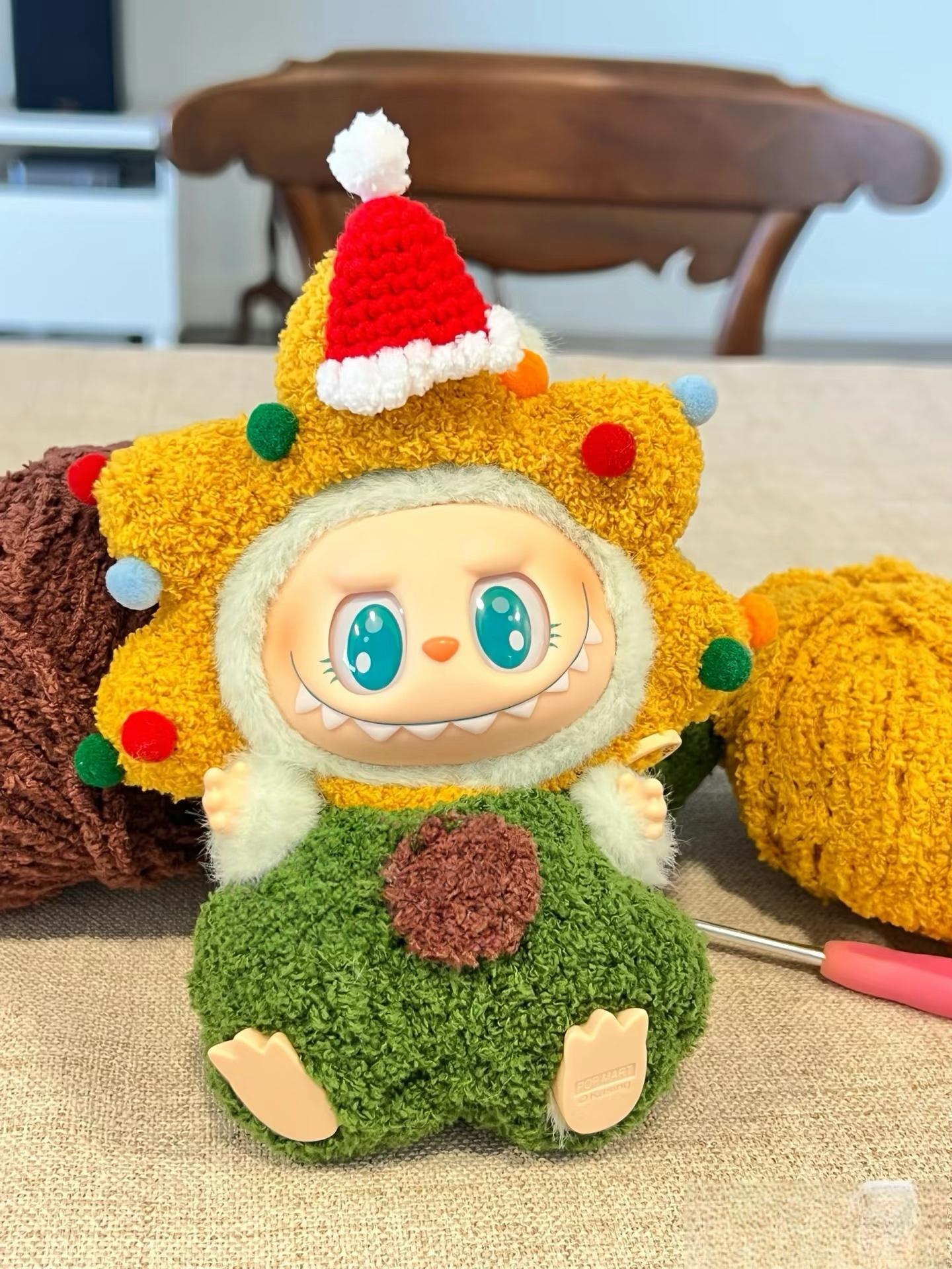 Labubu Christmas Star Crochet Outfit Pattern – Amigurumi Doll Costume PDF –Holiday Doll Outfit PDF, Plush Costume DIY for Labubu Fans
