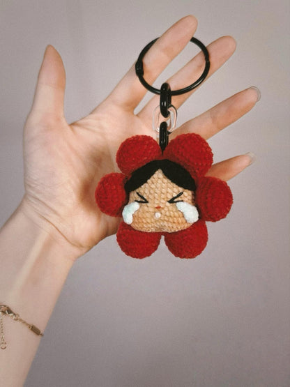 Crybaby Keychain Flower Girl Crochet Pattern – Cute Amigurumi Keychain PDF, Emotional Plushie Bag Charm, Kawaii Handmade Gift Idea