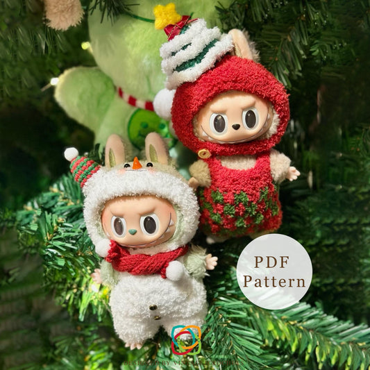 2in1 Labubu Christmas Outfit Crochet Pattern Collection – Snowman,  Christmas Tree Suit – Holiday  Gift , Fits Labubu Gen 1/2/3