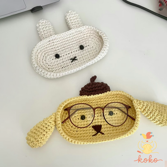 Crochet Pattern Amigurumi Glasses Case, Beginner Friendly 2 in 1 Bunny and Puppy Storage Box PDF, Cute DIY Gift for Her
