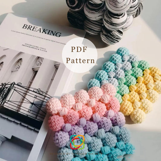 CROCHET PATTERN - Pastel Gradient Puff Ball Coaster Crochet Pattern, Flower Crochet, Handmade gift coasters,