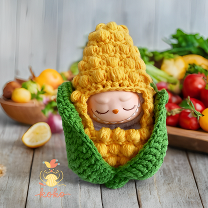 Corn Labubu Crochet Outfit PDF Pattern – Funny Food Costume Amigurumi Clothes, Labubu Doll Dress Gift Idea, Fits Labubu Gen 1/2/3