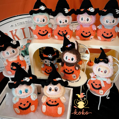 Pumpkin Labubu Crochet Pattern PDF – Halloween Witch Costume for Plush Doll – Amigurumi Outfit for Labubu Fans – Fits Labubu Gen 1/2/3