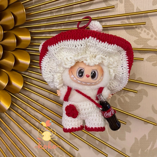 Labubu Mushroom Outfit Crochet Pattern - Circus Doll Clothes PDF, Kawaii Costume for Labubu Doll, Fits Labubu Gen 1/2/3
