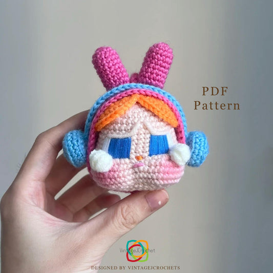 Crochet Pattern Amigurumi Crybaby Bunny Doll with Headphones, Cute Plush Toy PDF, DIY Crochet Tutorial,  Kawaii Handmade Gift Idea