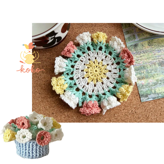 CROCHET PATTERN - Lily of the Valley Coaster Crochet Pattern, Flower Bouquet Plant Coasters ，Instant Digital Download PDF Crochet Pattern