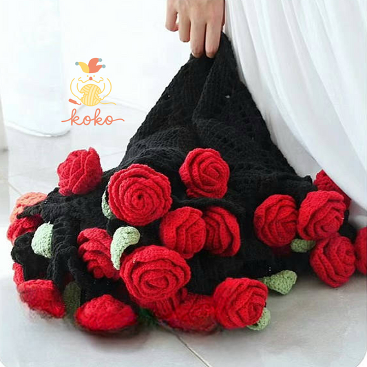 CROCHET PATTERN  -Rose Blanket Crochet Pattern, Flower Crochet, Handmade gift