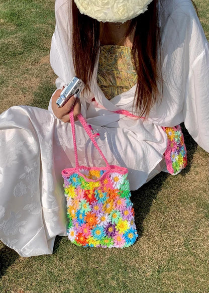 Summer Flower Tote Bag Crochet Pattern, Sunflower Crochet Bag Pattern – Colorful Flower Tote PDF – Summer Boho Festival Purse DIY Pattern