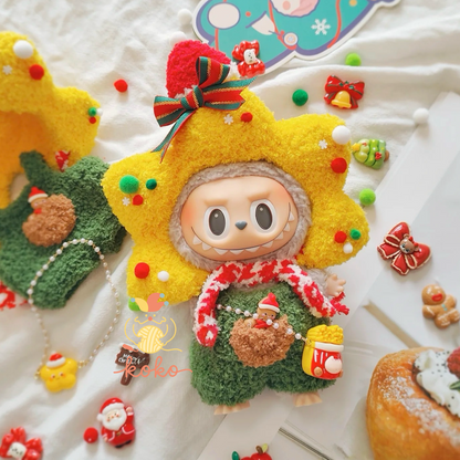 Labubu Christmas Star Crochet Outfit Pattern – Amigurumi Doll Costume PDF –Holiday Doll Outfit PDF, Plush Costume DIY for Labubu Fans