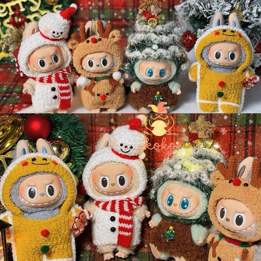 4in1 Labubu Christmas Outfit Crochet Pattern Collection – Snowman, Reindeer, Tree & Gingerbread Suit – Holiday  Gift , Fits Labubu Gen 1/2/3