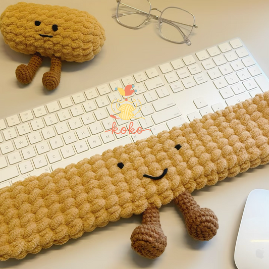 2 in 1 Crochet Pattern Amigurumi Baguette Keyboard Wrist Rest and Phone Stand, Beginner Friendly Cute Gift, PDF Tutorial