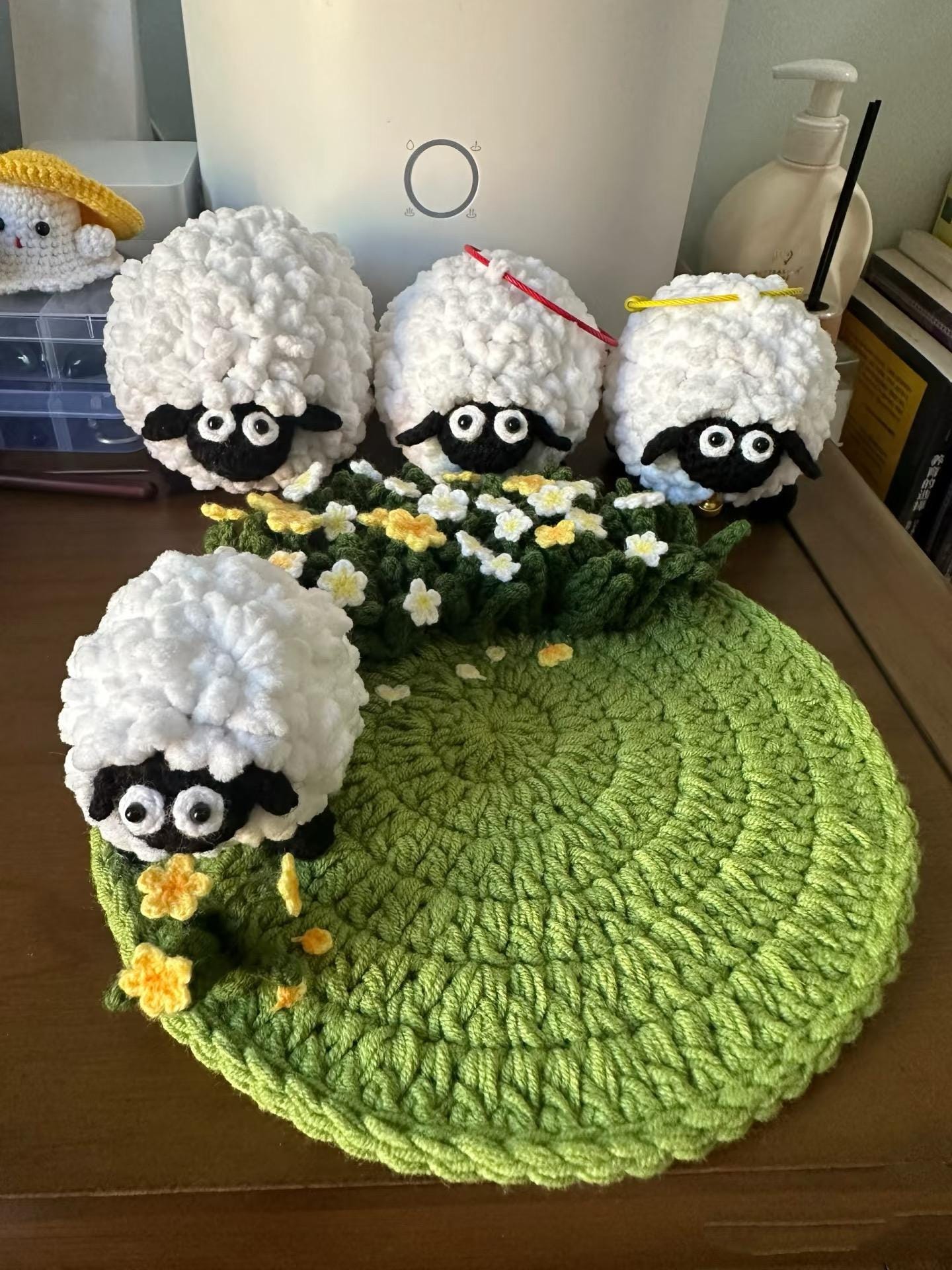 CROCHET PATTERN  - lamb and flowers Coaster Crochet Pattern, sheep Crochet, Handmade gift coasters,