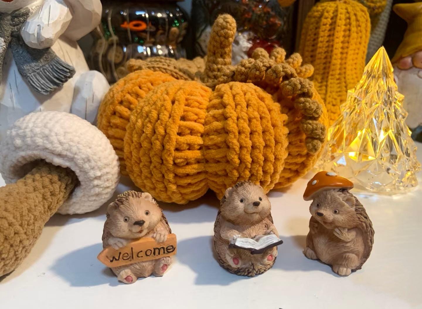 9-in-1 Crochet Pattern，3 kinds of pumpkin patterns + 3 kinds of mushroom patterns + 3 kinds of acorn patterns,
