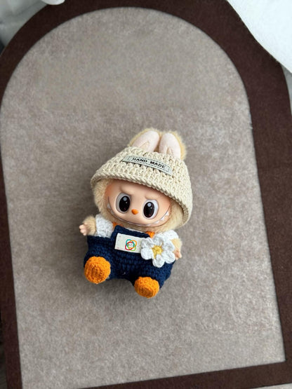Spring Picnic 2.0 Labubu Outfit Crochet Pattern · PDF Doll Clothes · Cute Overalls & Hat · Kawaii Amigurumi Costume for Labubu Fans
