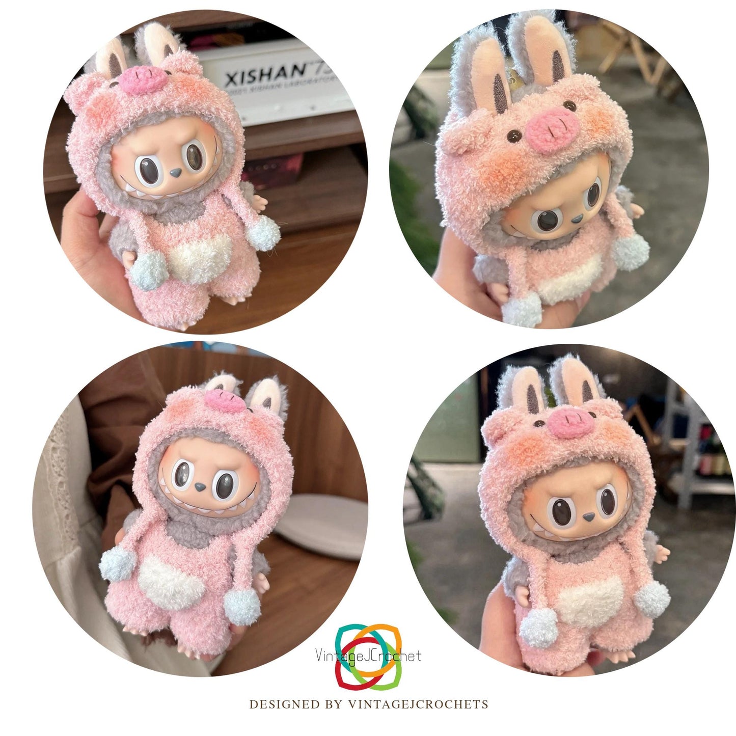 PDF+Video 8 in 1  Labubu Crochet Clothes Pattern – 8in1 Amigurumi Doll Outfits PDF Plush Costume Set –Labubu Accessories Pattern, Fits Gen 1/2/3