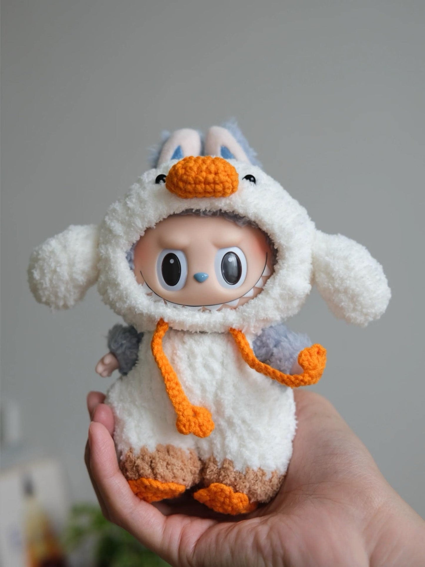 Labubu Duck Crochet Outfit Pattern – Amigurumi Doll Costume PDF – Cute Animal Dress-Up Clothes for Plush Toy, Fits Labubu Gen 1/2/3