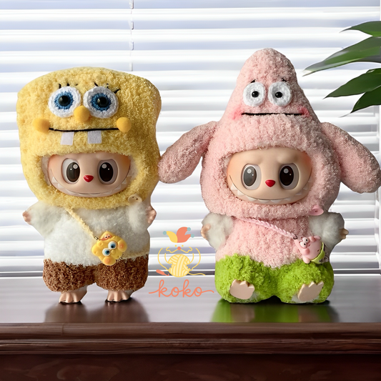 2 in 1 Labubu Sea Character Crochet Outfit Patterns – Amigurumi Doll Costume PDF – Cute Animal Dress-Up Clothes, Fits Labubu Gen 1/2/3