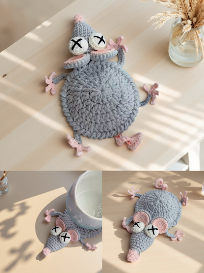 PDF+ Video 14-in-1 Animal Crochet Coaster Pattern Set, Amigurumi Mug Rug, Funny Animal Mug Rugs