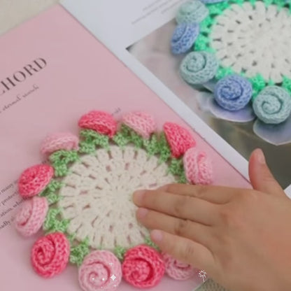 7-in-1 Bloomy Coaster Pot Crochet Pattern Bundle (PDF+Video) | Rose, Sunflowers, Carnations