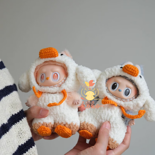 Labubu Duck Crochet Outfit Pattern – Amigurumi Doll Costume PDF – Cute Animal Dress-Up Clothes for Plush Toy, Fits Labubu Gen 1/2/3